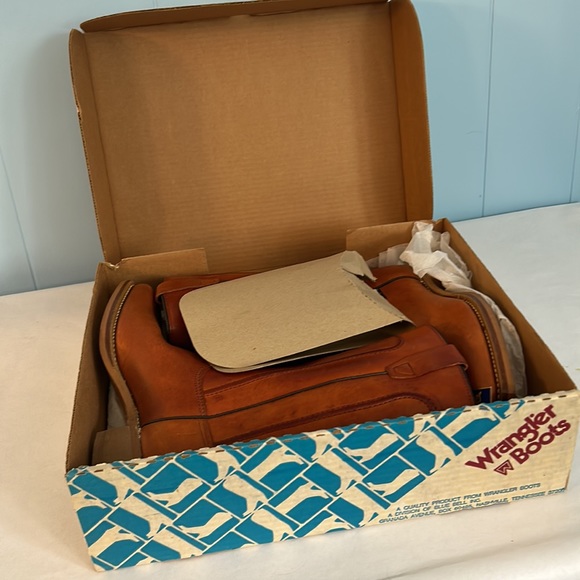 Wrangler 5574 Vintage Leather Roper Square Toe western cowboy boots size 10 - Picture 2 of 6